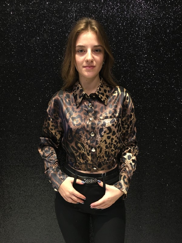 Dolce Gabana Leopar Desenli Crop Gömlek 40